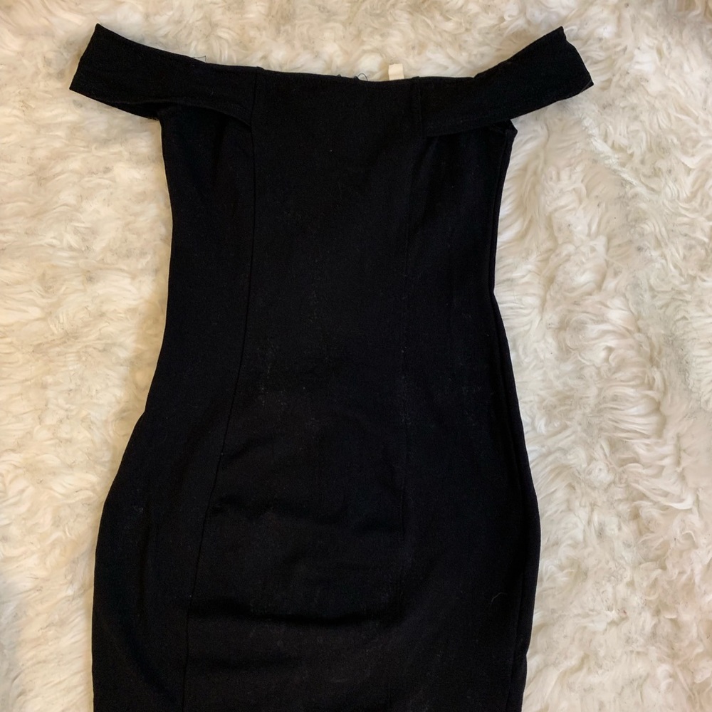 Black off the shoulder cocktail dress